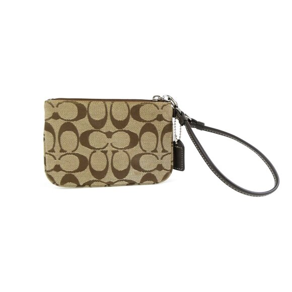 Coach Signature Khaki Brown Wristlet - Picture 6 of 11